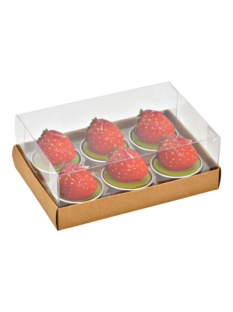 Bougies chauffe-plat fraise en cire Set de 6 Rouge - Kiabi