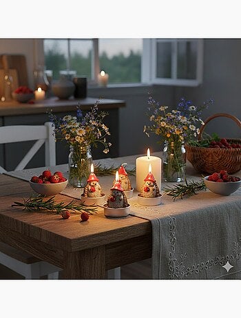 Bougies chauffe-plat Herisson en cire Set de 6