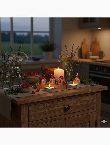 Bougies chauffe-plat Herisson en cire Set de 6