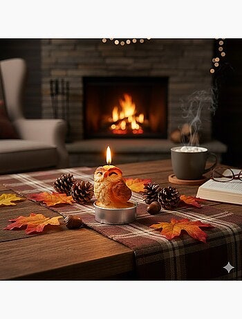 Bougies chauffe-plat Hibou en cire Set de 6