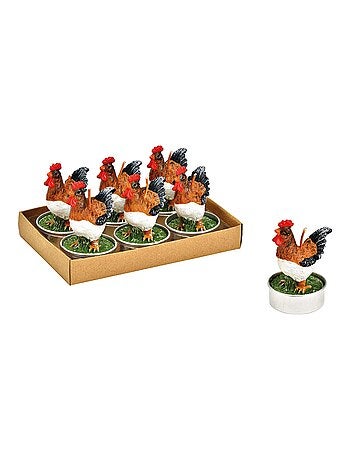 Bougies chauffe-plat Poule en cire Set de 6