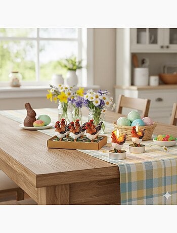 Bougies chauffe-plat Poule en cire Set de 6