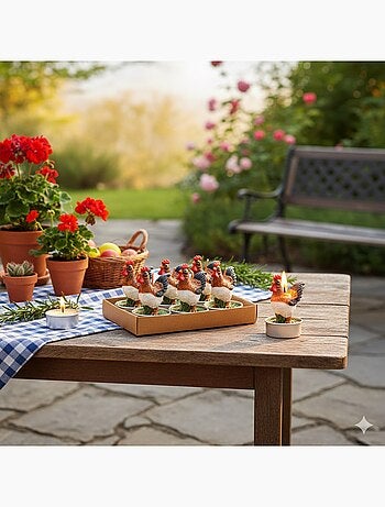 Bougies chauffe-plat Poule en cire Set de 6
