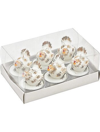 Bougies chauffe-plat Poulet en cire Set de 6