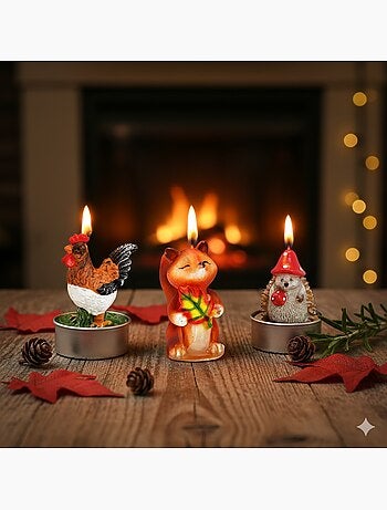 Bougies chauffe-plat Renard en cire Set de 6