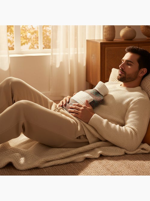 Bouillotte à eau avec écharpe et housse tricot - Kiabi
