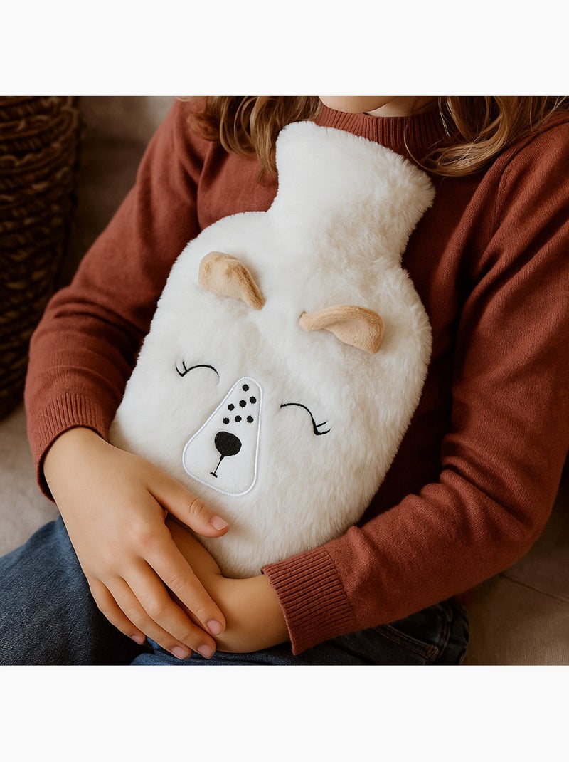 Bouillotte à eau avec housse pilou motif biche Blanc - Kiabi