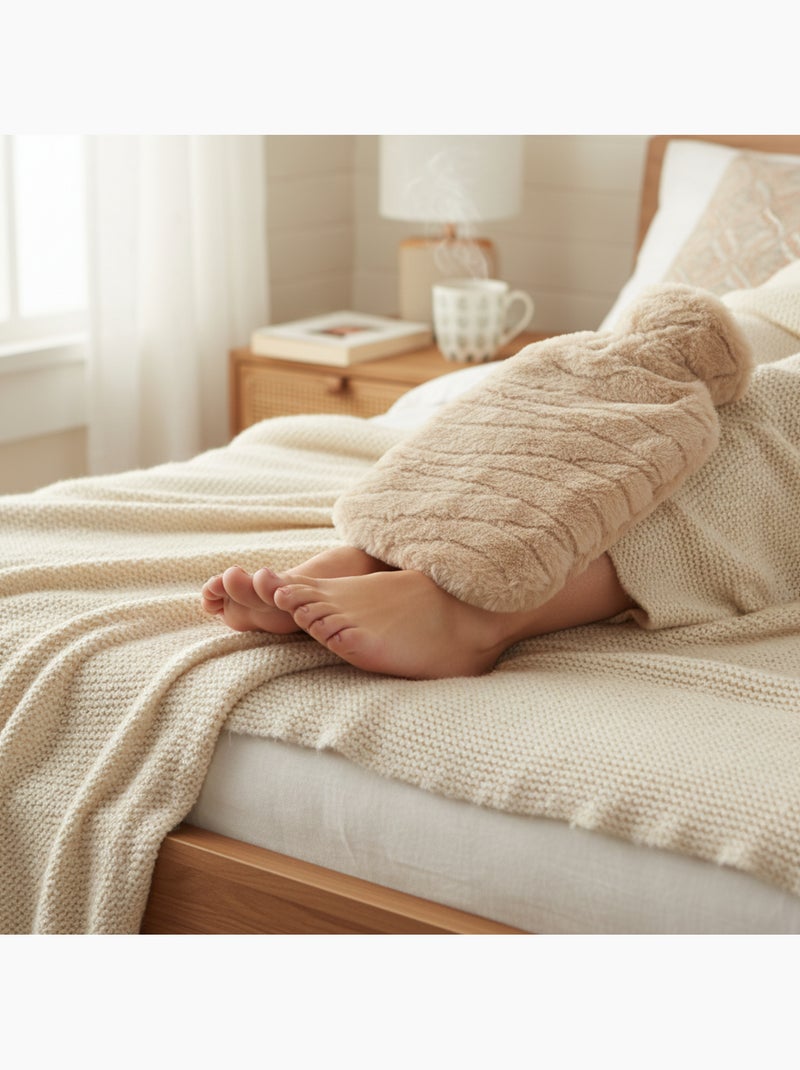Bouillotte à eau avec housse pilou texturée zèbre Beige - Kiabi