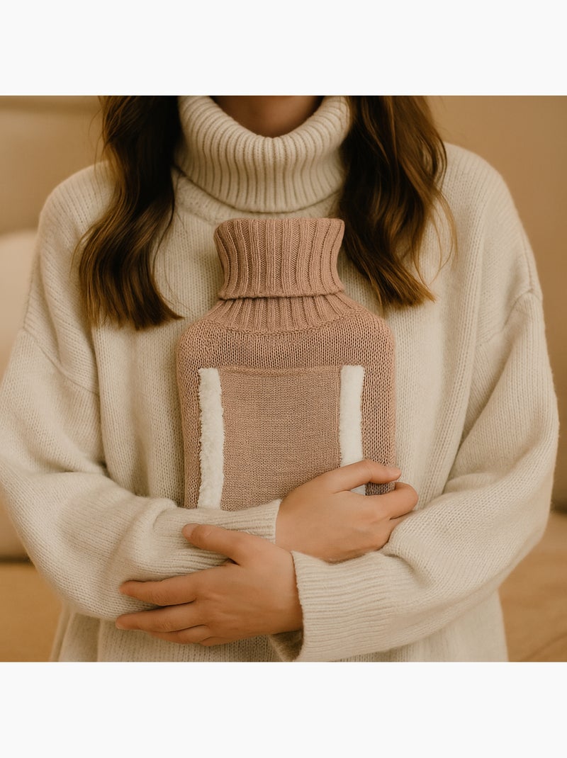 Bouillotte à eau avec poche réchauffe-mains Beige - Kiabi