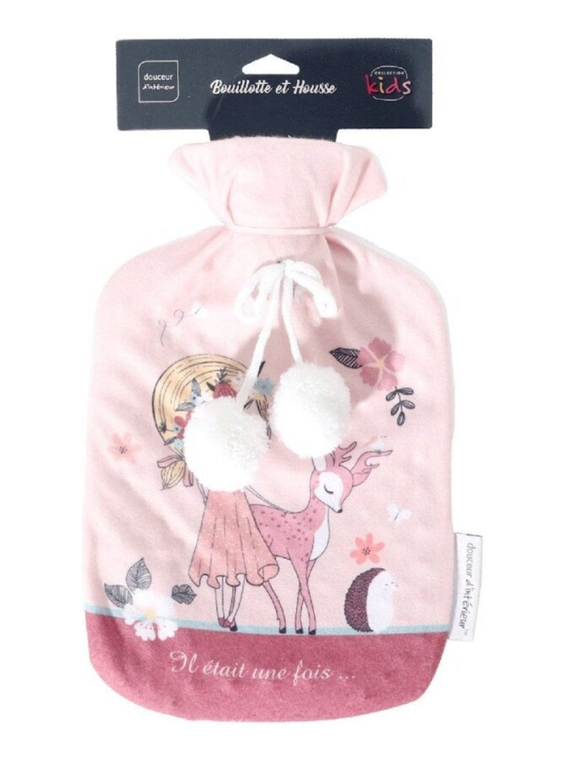 Bouillotte enfant avec housse polaire 2L Bambi Rose - Kiabi