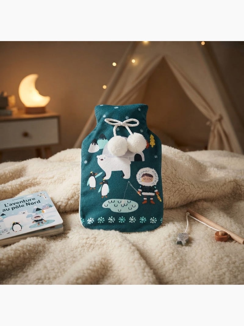 Bouillotte + housse polaire petit ourson Bleu - Kiabi