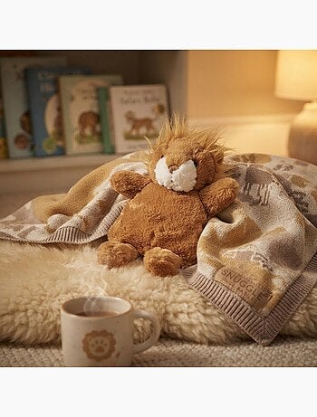 Bouillotte peluche lion lavande et blé