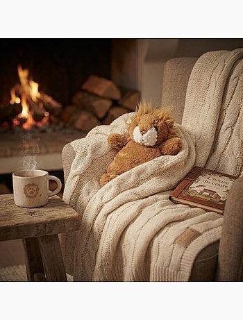 Bouillotte peluche lion lavande et blé