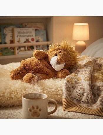 Bouillotte peluche lion lavande et blé