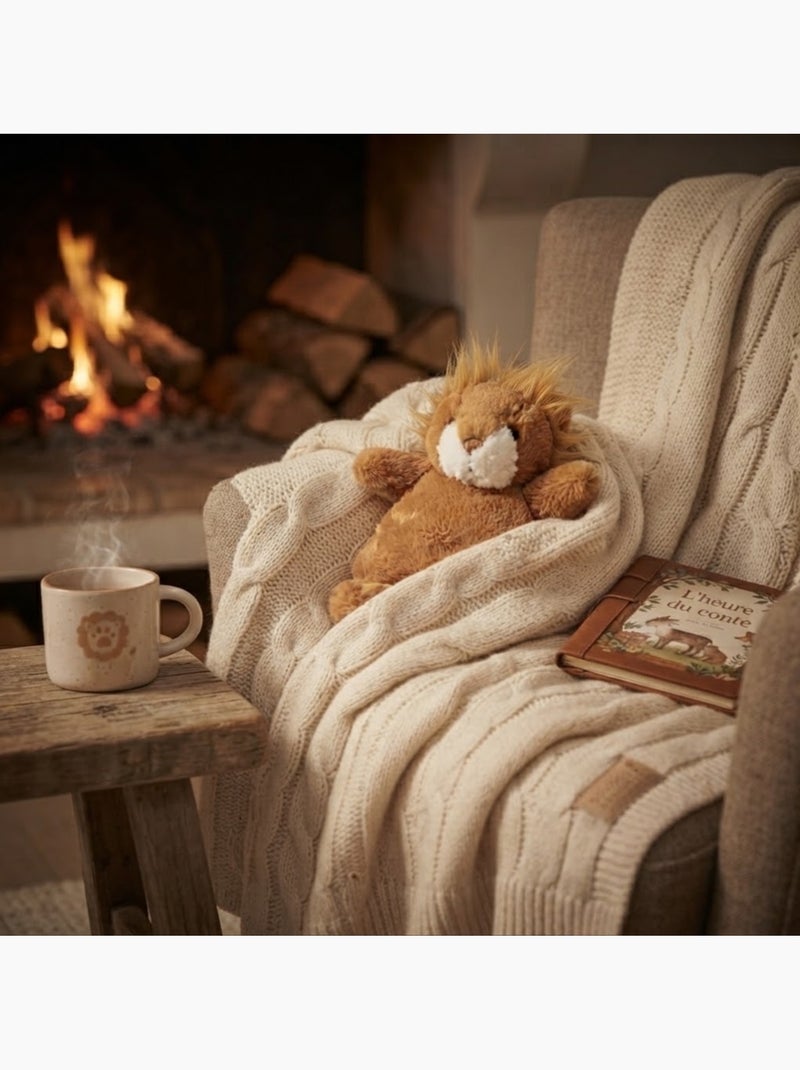Bouillotte peluche lion lavande et blé Marron - Kiabi