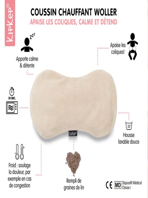 Bouillotte sèche déhoussable aux graines de lin - Cookie - Kiabi