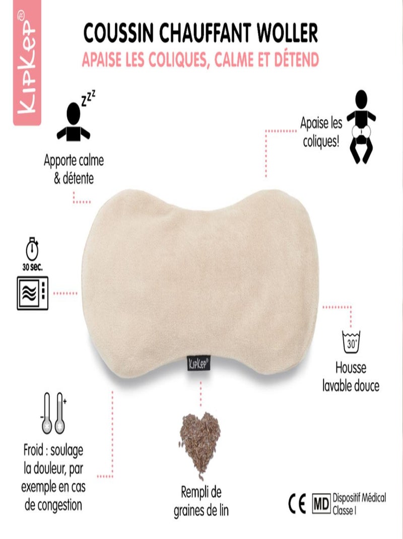 Bouillotte sèche déhoussable aux graines de lin - Cookie Beige - Kiabi
