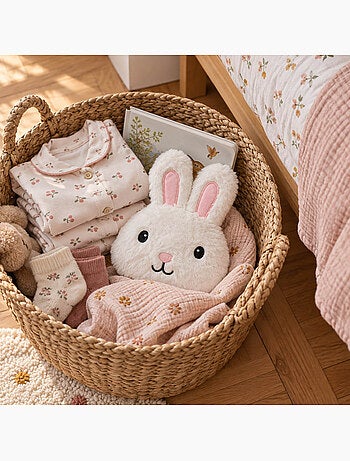 Bouillotte sèche doudou plat lapin déhoussable chaud ou froid