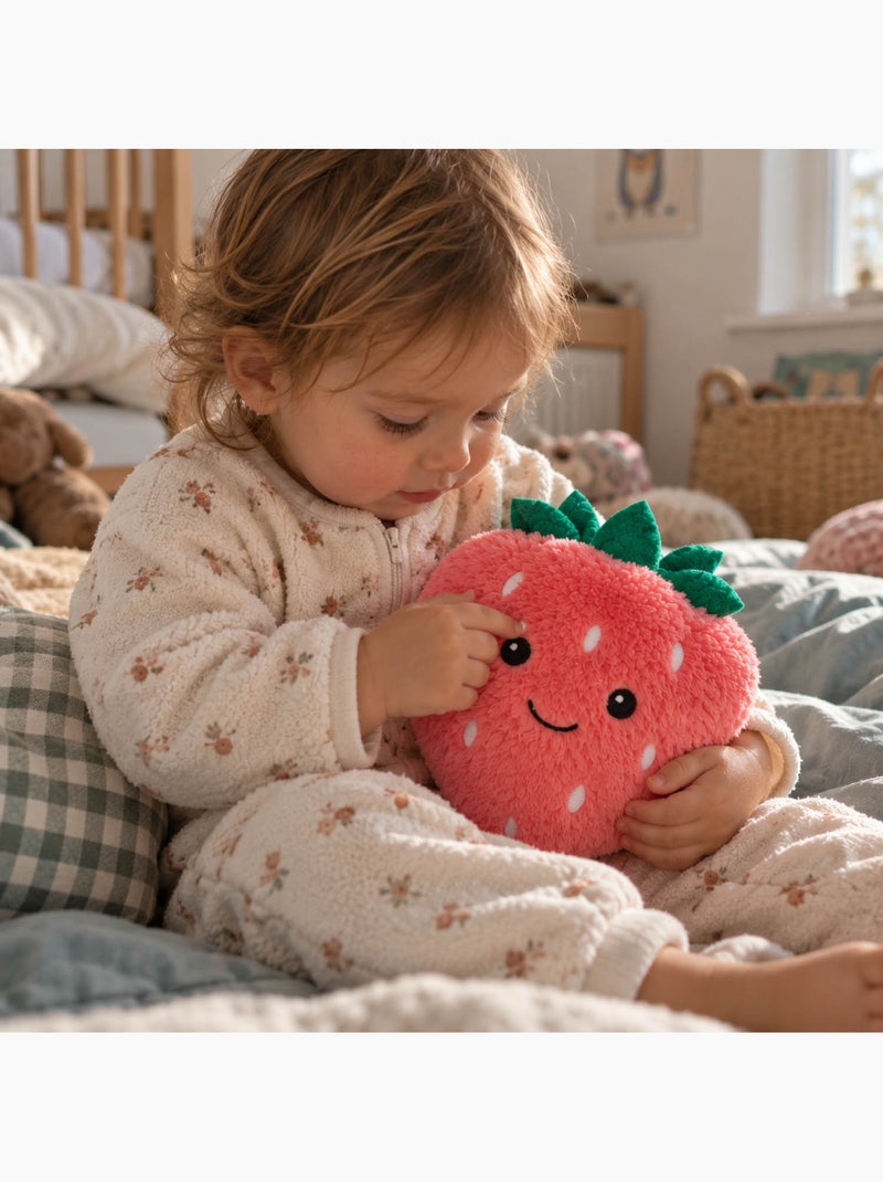 Bouillotte sèche fraise en peluche déhoussable chaud ou froid Rouge - Kiabi