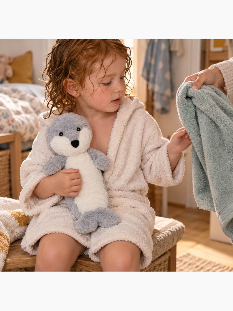 Bouillotte sèche loutre en peluche déhoussable chaud ou froid Gris - Kiabi