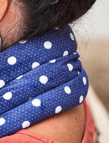 Bouillotte tour de cou Bleu à pois - Made in France