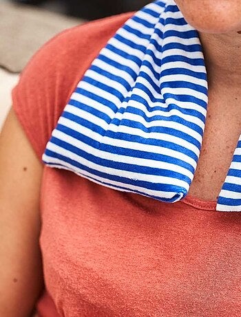Bouillotte tour de cou Rayé bleu - Made in France