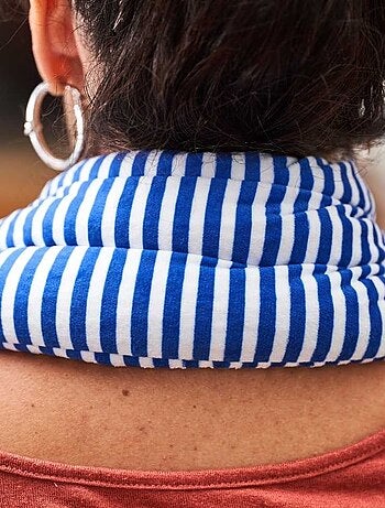 Bouillotte tour de cou Rayé bleu - Made in France