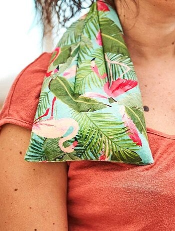 Bouillotte tour de cou Tropical vert - Made in France