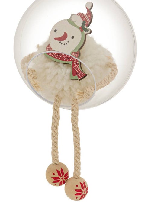 Boule bonhomme de neige avec pompon d.8 cm - Kiabi