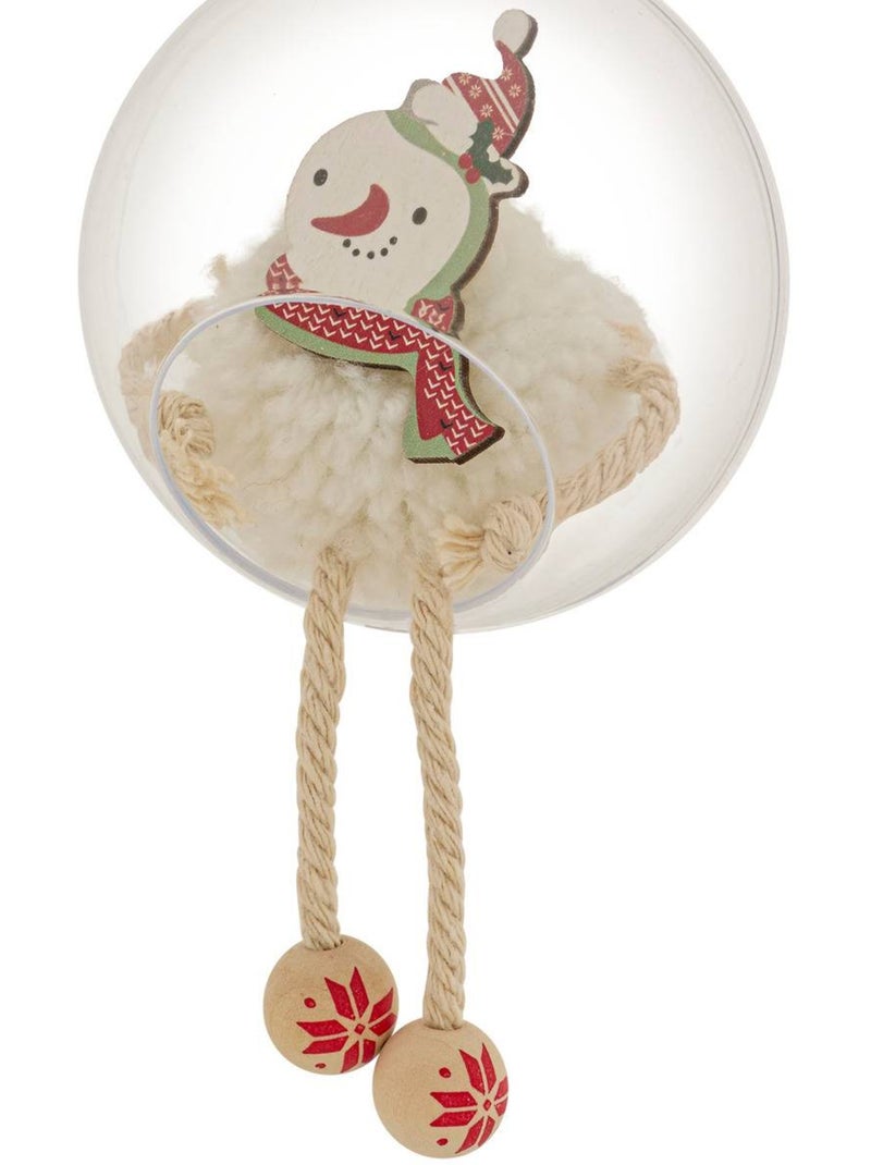 Boule bonhomme de neige avec pompon d.8 cm Blanc - Kiabi