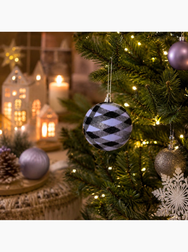 Boule de décoration de sapion de noël pailletée  blanc argenté et noir Noir - Kiabi