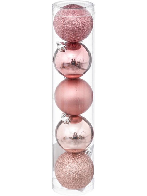 Boule de noël 50 mm x 5 rose - Kiabi
