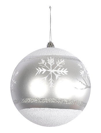 Boule de noël argent décorée de flocon
