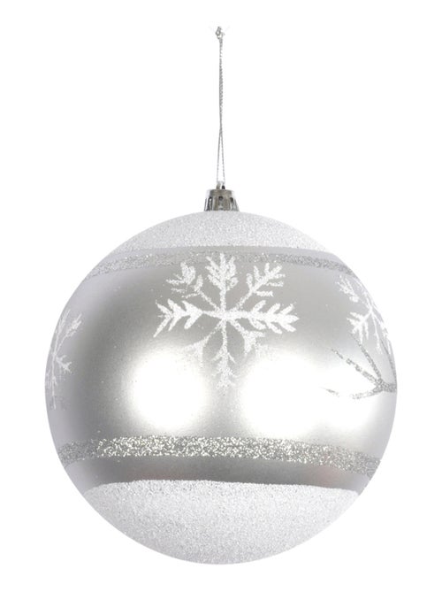 Boule de noël argent décorée de flocon - Kiabi