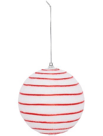 Boule de noël blanche rayée d. 100 mm