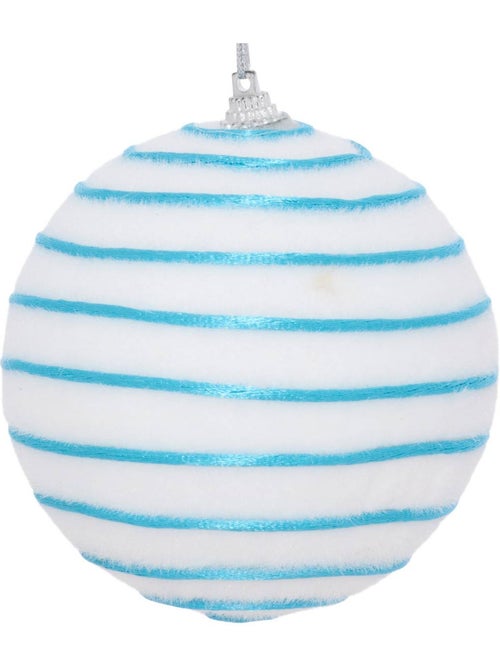 Boule de noël blanche rayée d. 100 mm - Kiabi Boule de noël blanche rayée d. 100 mm - Kiabi