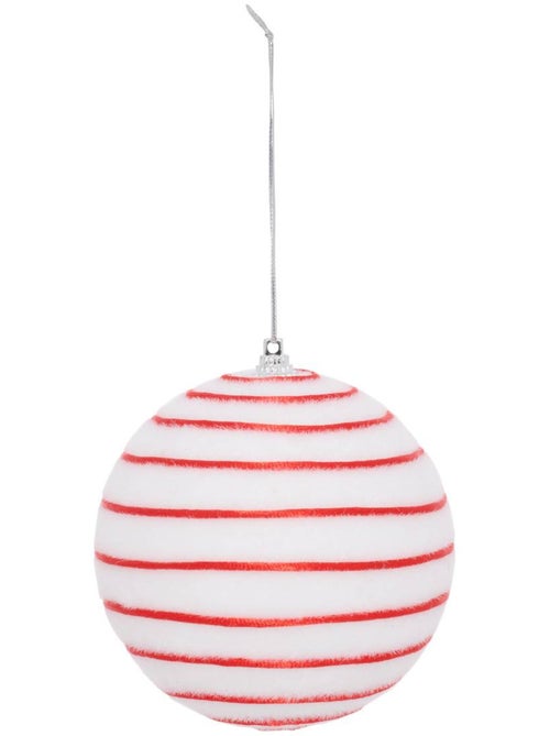 Boule de noël blanche rayée d. 100 mm - Kiabi Boule de noël blanche rayée d. 100 mm - Kiabi