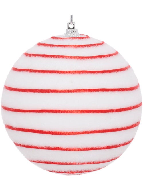 Boule de noël blanche rayée d. 100 mm - Kiabi Boule de noël blanche rayée d. 100 mm - Kiabi