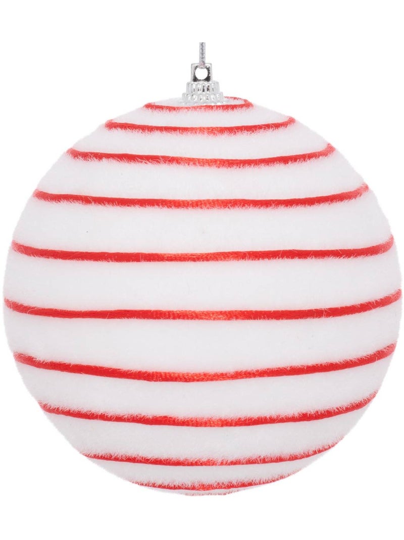 Boule de noël blanche rayée d. 100 mm Bleu - Kiabi