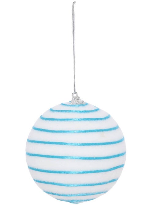 Boule de noël blanche rayée d. 100 mm - Kiabi Boule de noël blanche rayée d. 100 mm - Kiabi