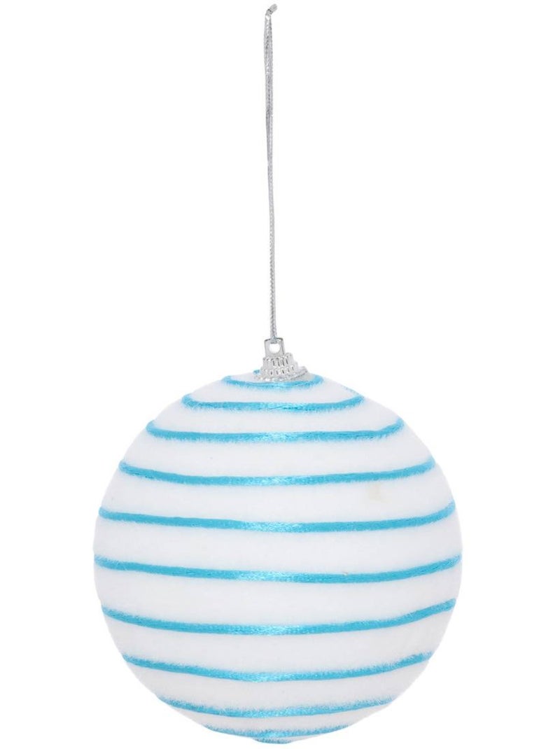 Boule de noël blanche rayée d. 100 mm Bleu - Kiabi
