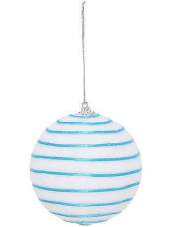 Boule de noël blanche rayée d. 100 mm
