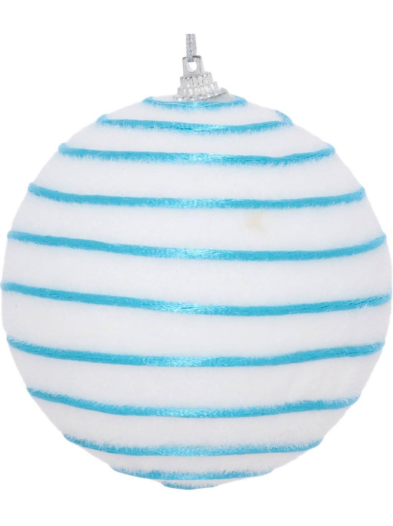 Boule de noël blanche rayée d. 100 mm Rouge - Kiabi