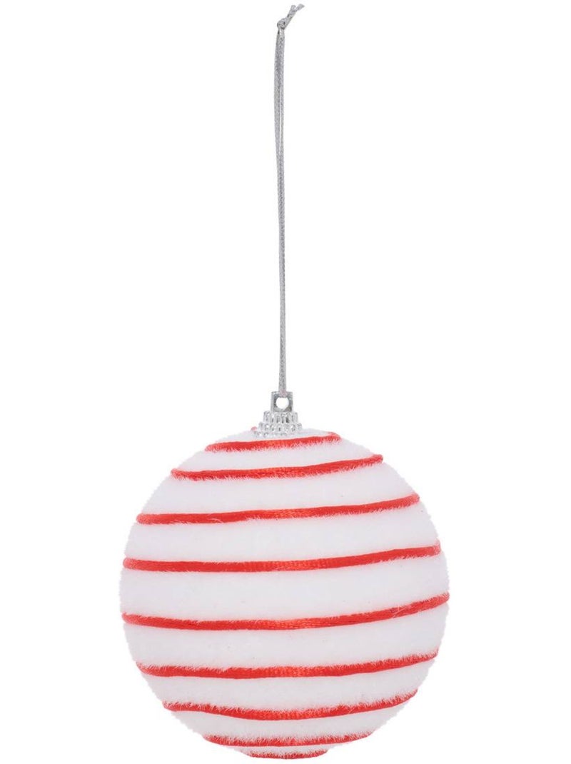 Boule de noël blanche rayée d. 80 mm Bleu - Kiabi