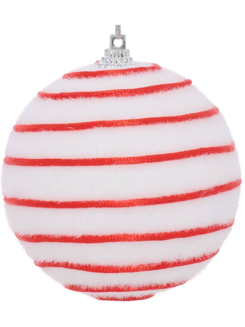Boule de noël blanche rayée d. 80 mm Bleu - Kiabi