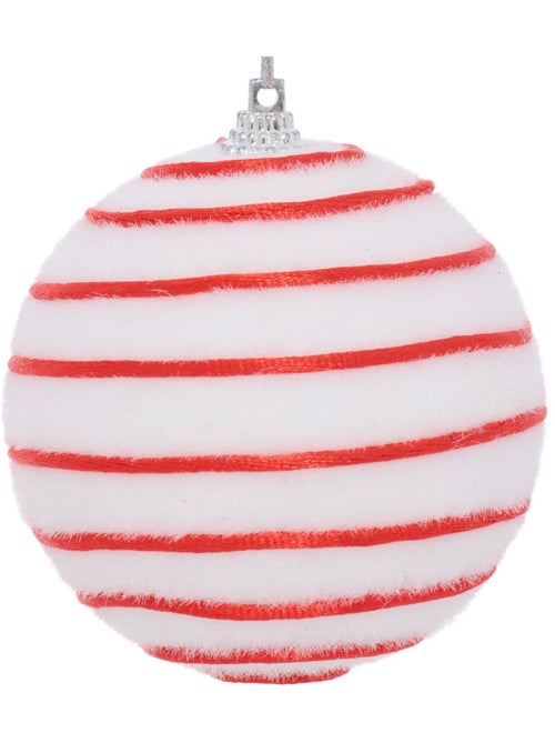Boule de noël blanche rayée d. 80 mm - Kiabi Boule de noël blanche rayée d. 80 mm - Kiabi