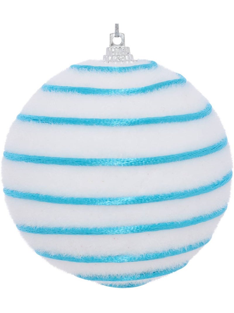 Boule de noël blanche rayée d. 80 mm Rouge - Kiabi