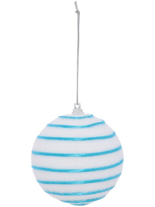 Boule de noël blanche rayée d. 80 mm - Kiabi Boule de noël blanche rayée d. 80 mm - Kiabi
