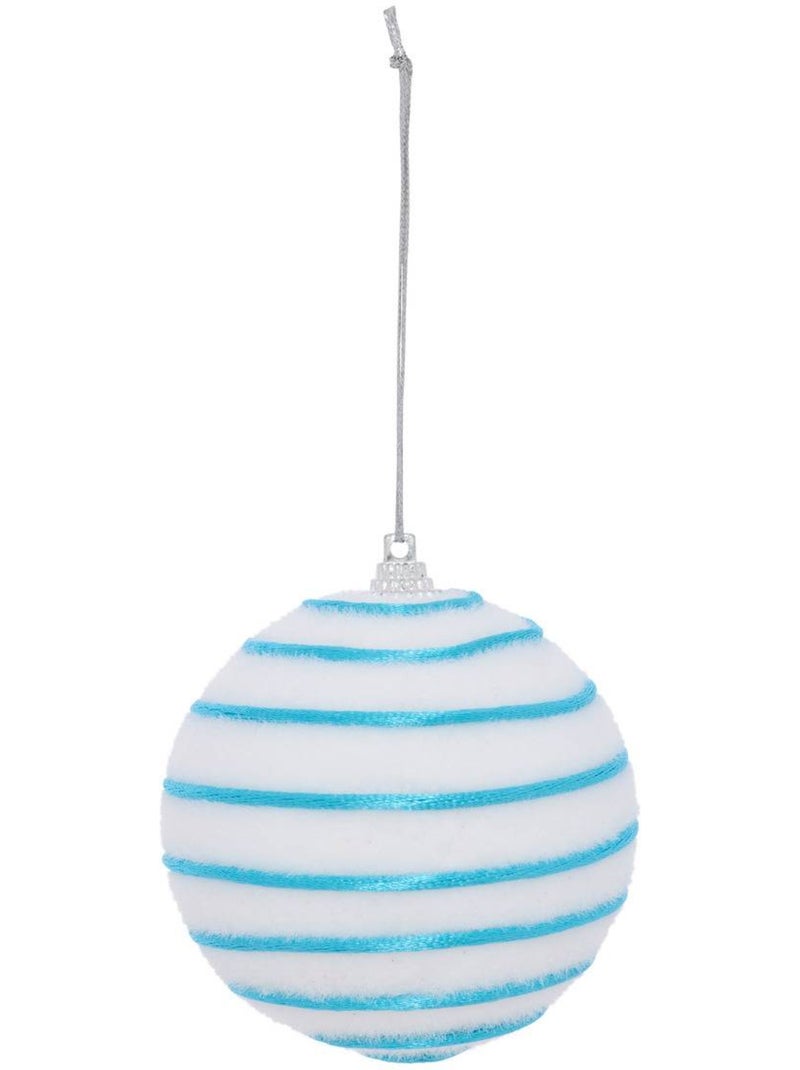 Boule de noël blanche rayée d. 80 mm Rouge - Kiabi
