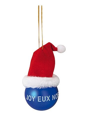 Boule de noel bleu avec bonnet